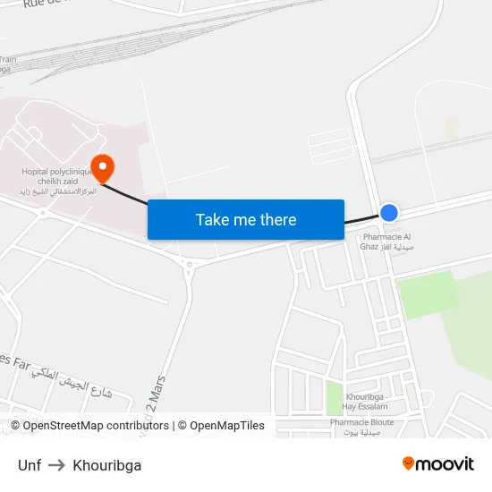 Unf to Khouribga map