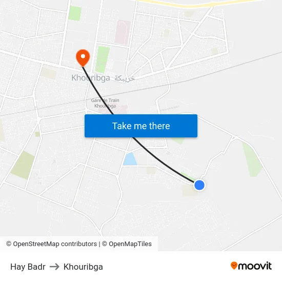 Hay Badr to Khouribga map