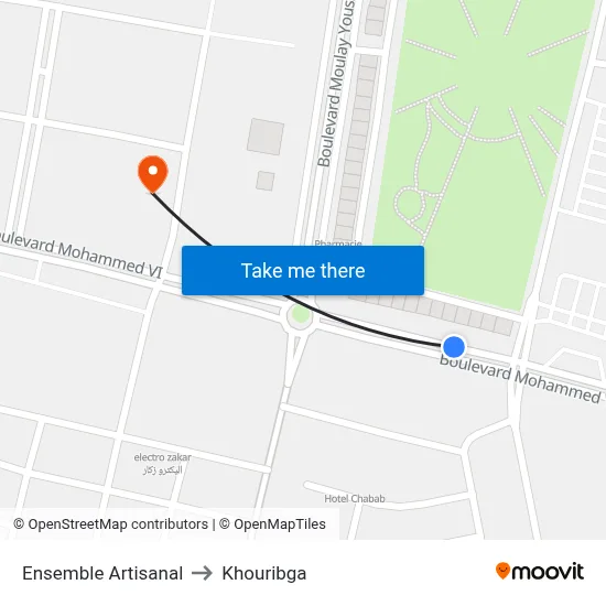 Artisanal Ensemble to Khouribga map