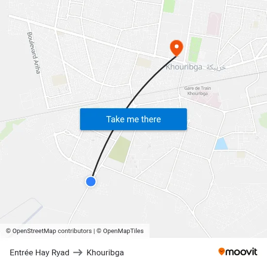 Hay Ryad Entrance to Khouribga map