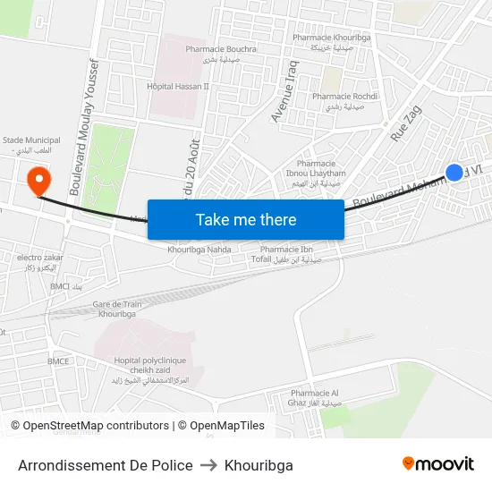 Arrondissement De Police to Khouribga map