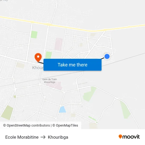 Ecole Morabitine to Khouribga map