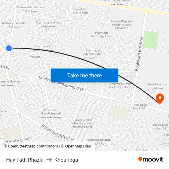 Hay Fath Rhazla to Khouribga map