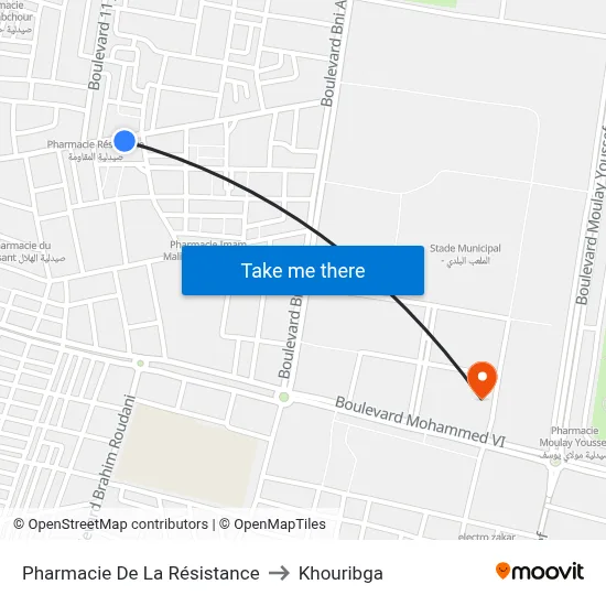 Resistance Pharmacy to Khouribga map