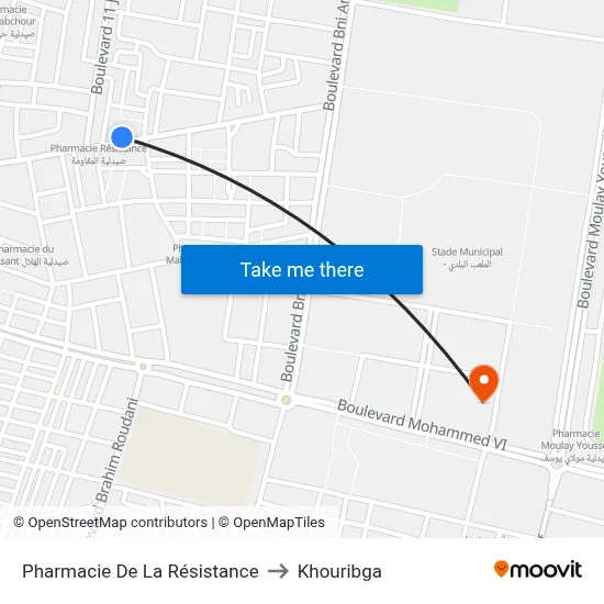 Resistance Pharmacy to Khouribga map