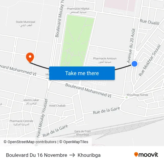 16th November Boulevard to Khouribga map