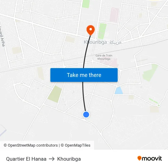 El Hanaa District to Khouribga map
