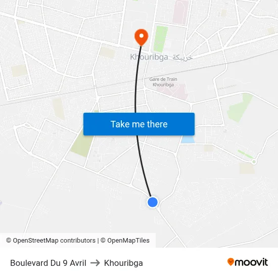 9 April Boulevard to Khouribga map