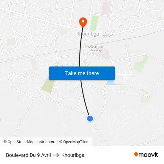 9 April Boulevard to Khouribga map
