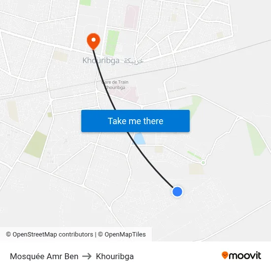 Mosquée Amr Ben to Khouribga map