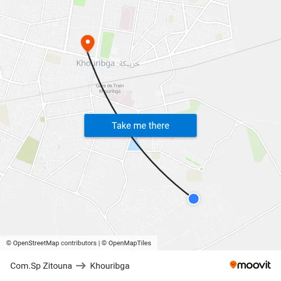 Com.Sp Zitouna to Khouribga map
