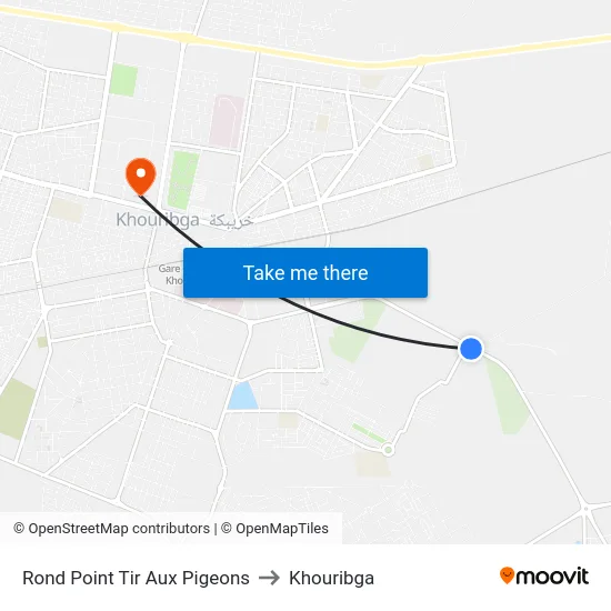 Rond Point Tir Aux Pigeons to Khouribga map