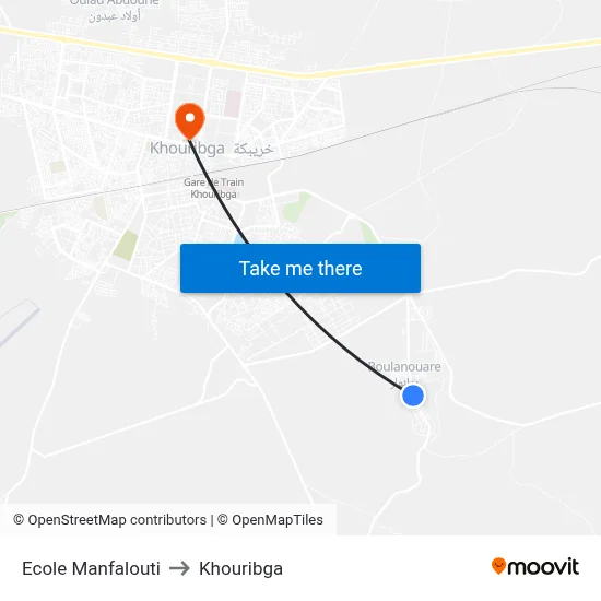 Ecole Manfalouti to Khouribga map