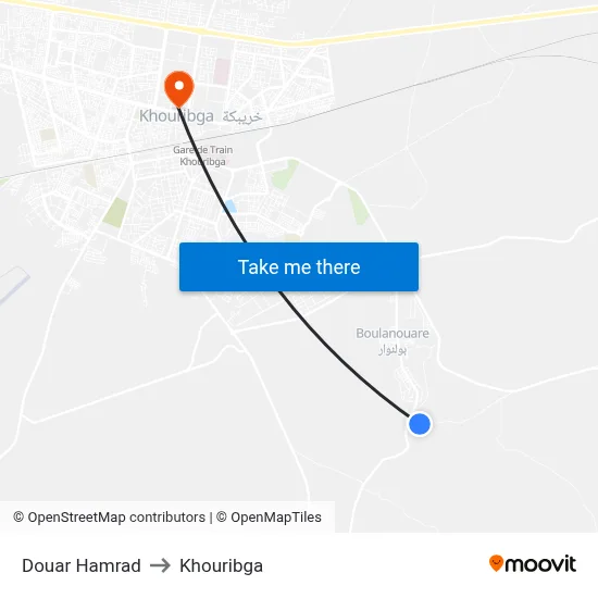 Douar Hamrad to Khouribga map