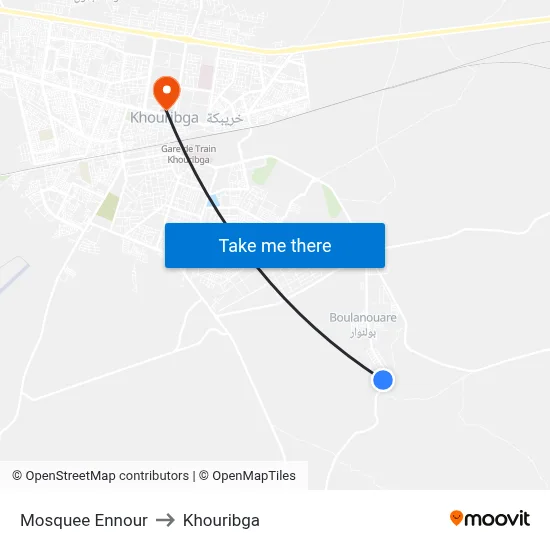 Mosquee Ennour to Khouribga map