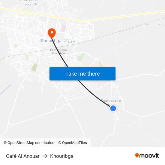 Café Al Anouar to Khouribga map