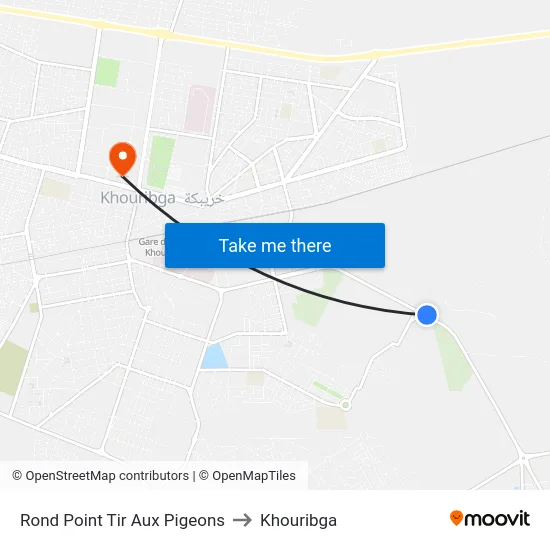 Rond Point Tir Aux Pigeons to Khouribga map