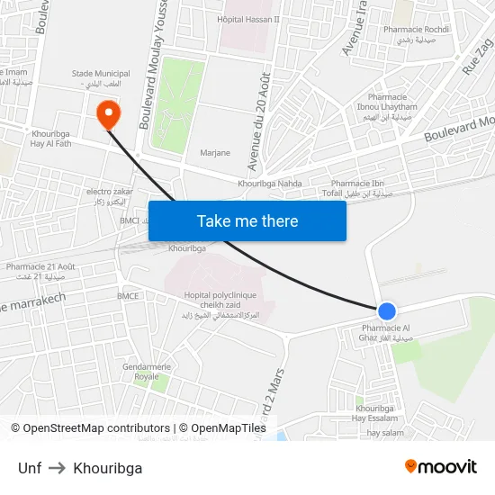 Unf to Khouribga map