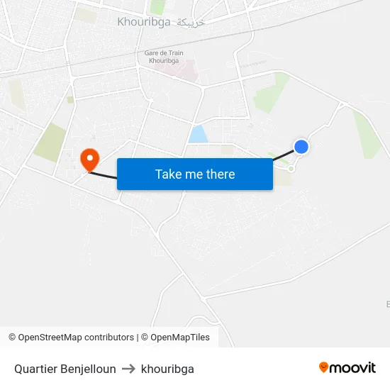 Quartier Benjelloun to khouribga map