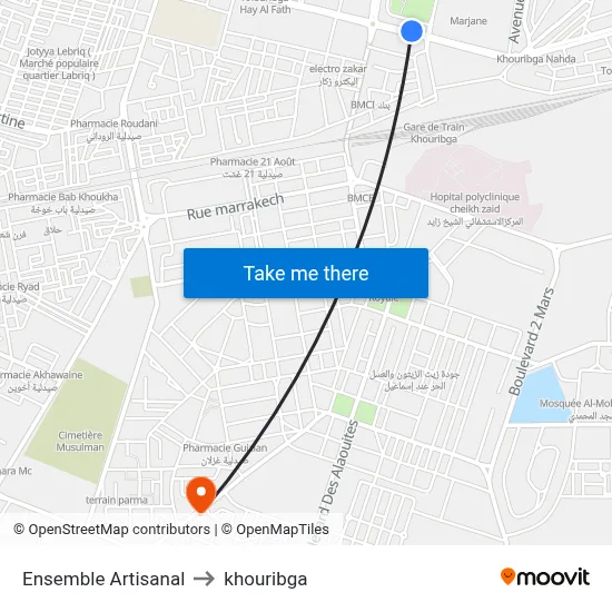Artisanal Ensemble to Khouribga map