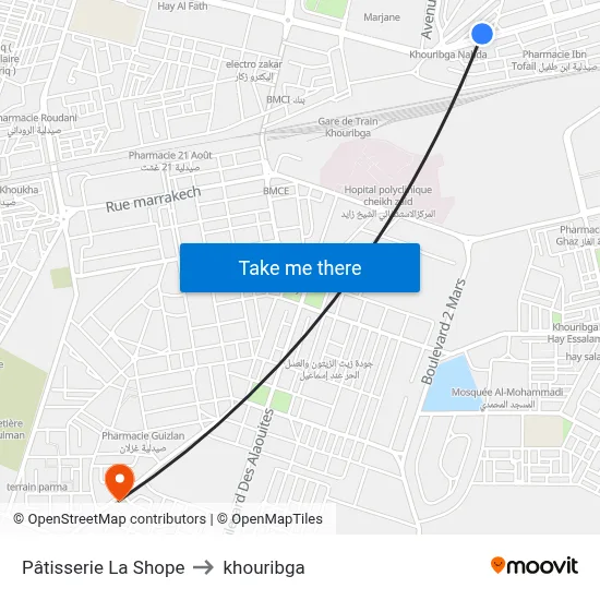 Pâtisserie La Shope to khouribga map