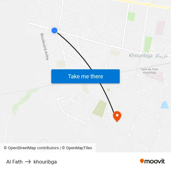 Al Fath to Khouribga map