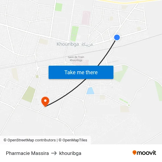Massira Pharmacy to Khouribga map