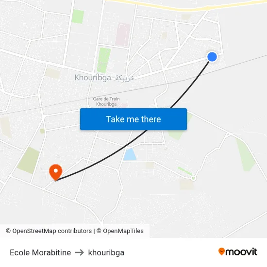 Ecole Morabitine to khouribga map