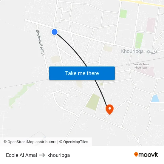 Al Amal School to Khouribga map