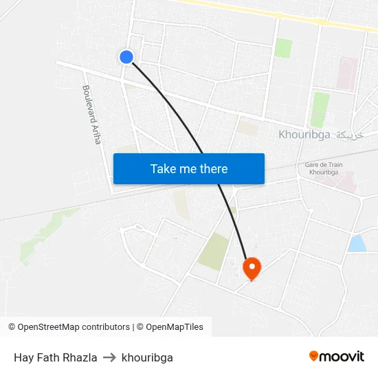 Hay Fath Rhazla to Khouribga map