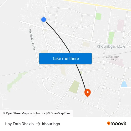 Hay Fath Rhazla to khouribga map