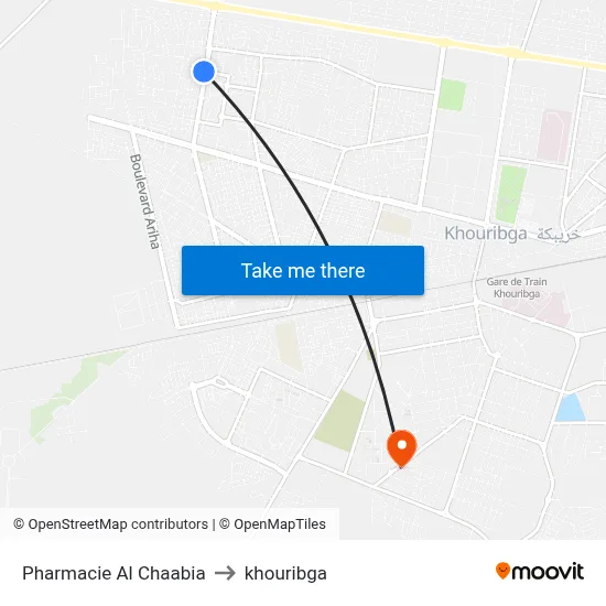 Al Chaabia Pharmacy to Khouribga map