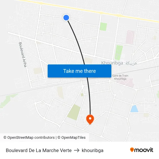 Green March Boulevard to Khouribga map