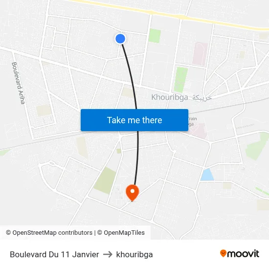 11 January Boulevard to Khouribga map