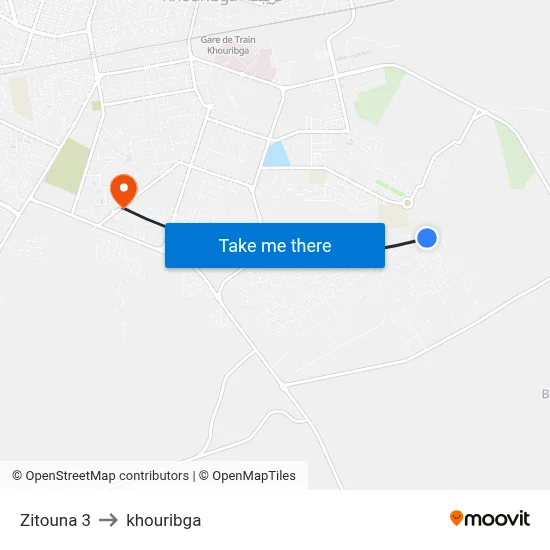 Zitouna 3 to Khouribga map