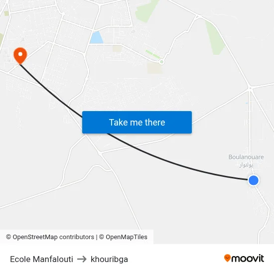 Ecole Manfalouti to khouribga map