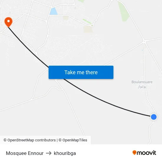 Mosquee Ennour to khouribga map