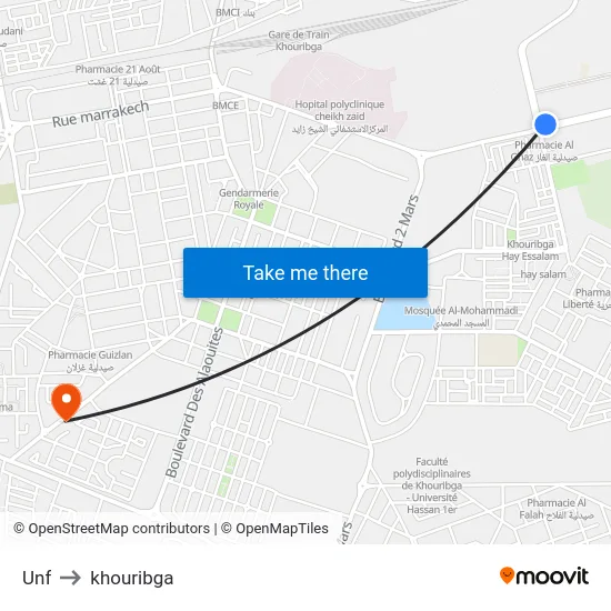 Unf to khouribga map