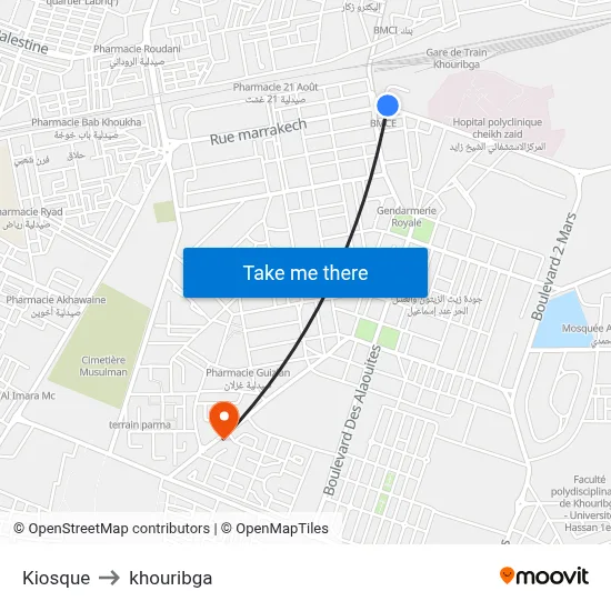 Kiosque to khouribga map