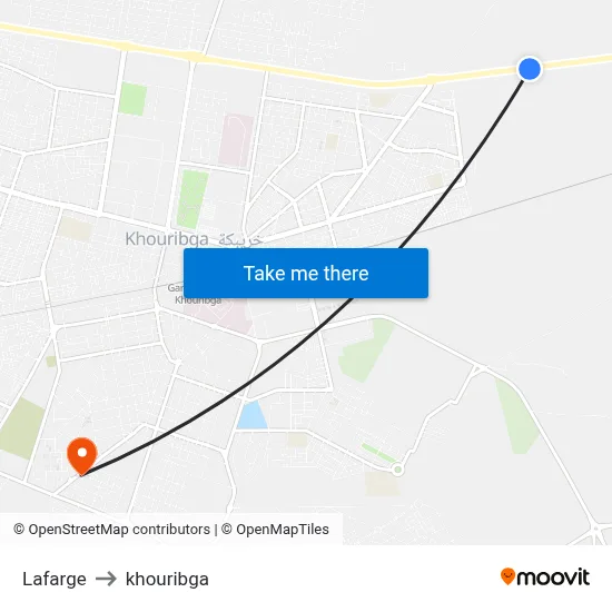 Lafarge to khouribga map