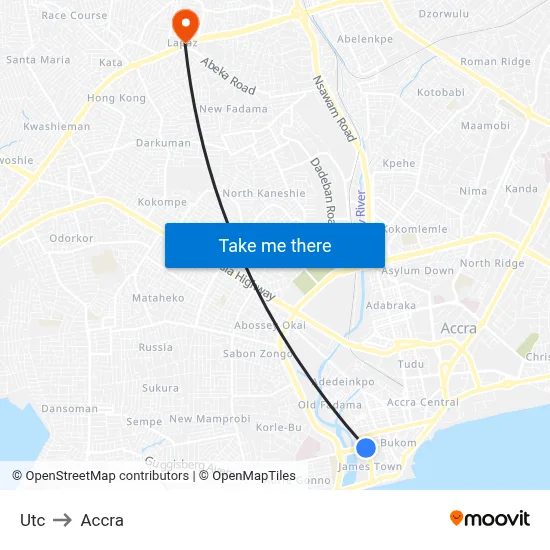 Utc to Accra map