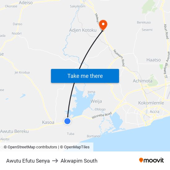 Awutu Efutu Senya to Akwapim South map