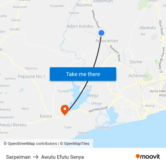 Sarpeiman to Awutu Efutu Senya map