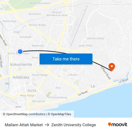 Mallam Attah Market to Zenith University College map