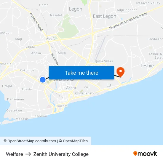Welfare to Zenith University College map