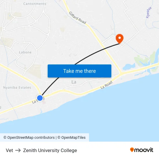 Vet to Zenith University College map