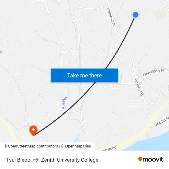 Tsui Bleoo to Zenith University College map