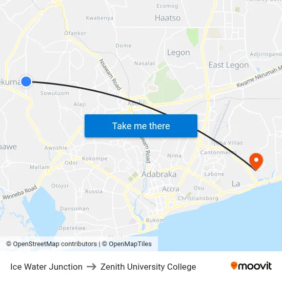 Ice Water Junction to Zenith University College map