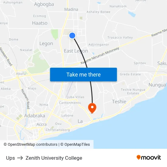 Ups to Zenith University College map
