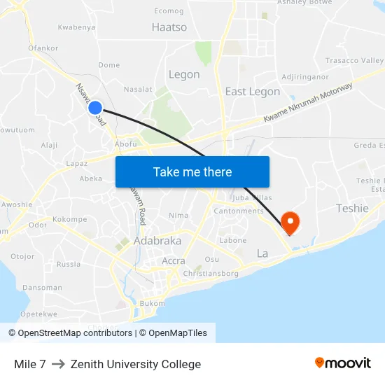 Mile 7 to Zenith University College map